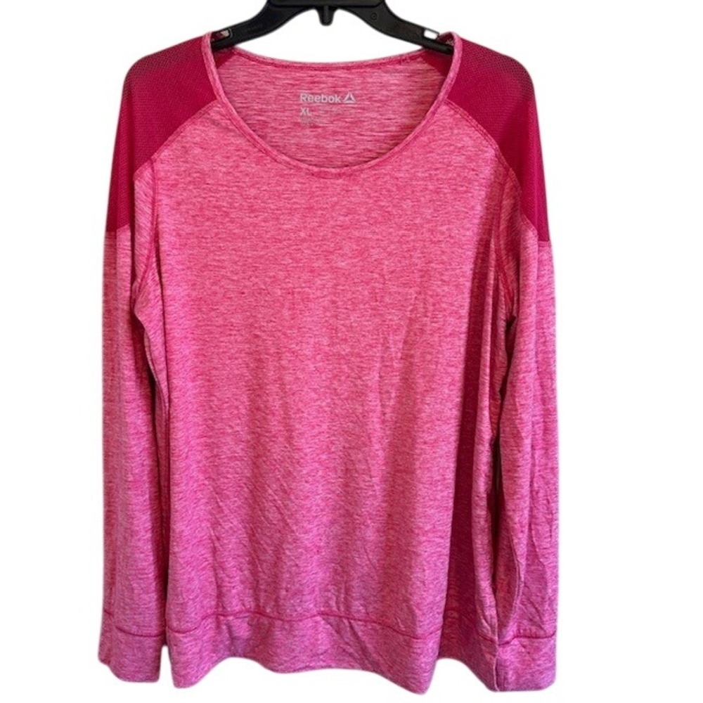 Reebok Women's Active Heather Pink Long Sleeve‎ Stretch Shirt Size XL